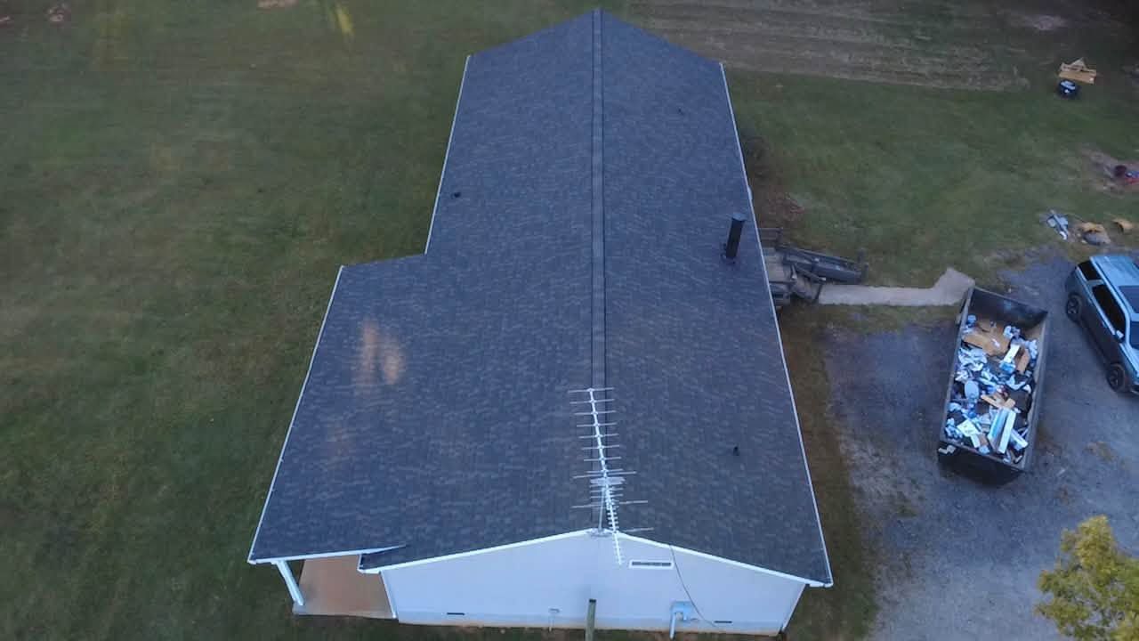 Finished ranch roof from above